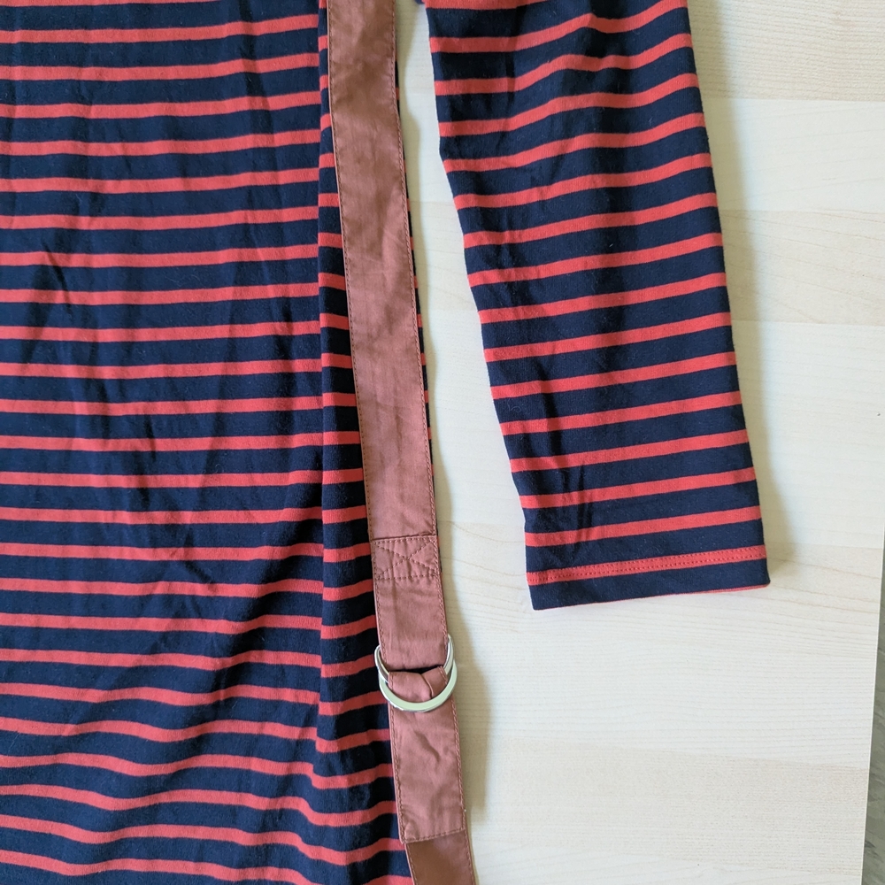 10‎ Crosby Derek Lam Red and Navy Striped Midi Dress - Picture 9 of 12